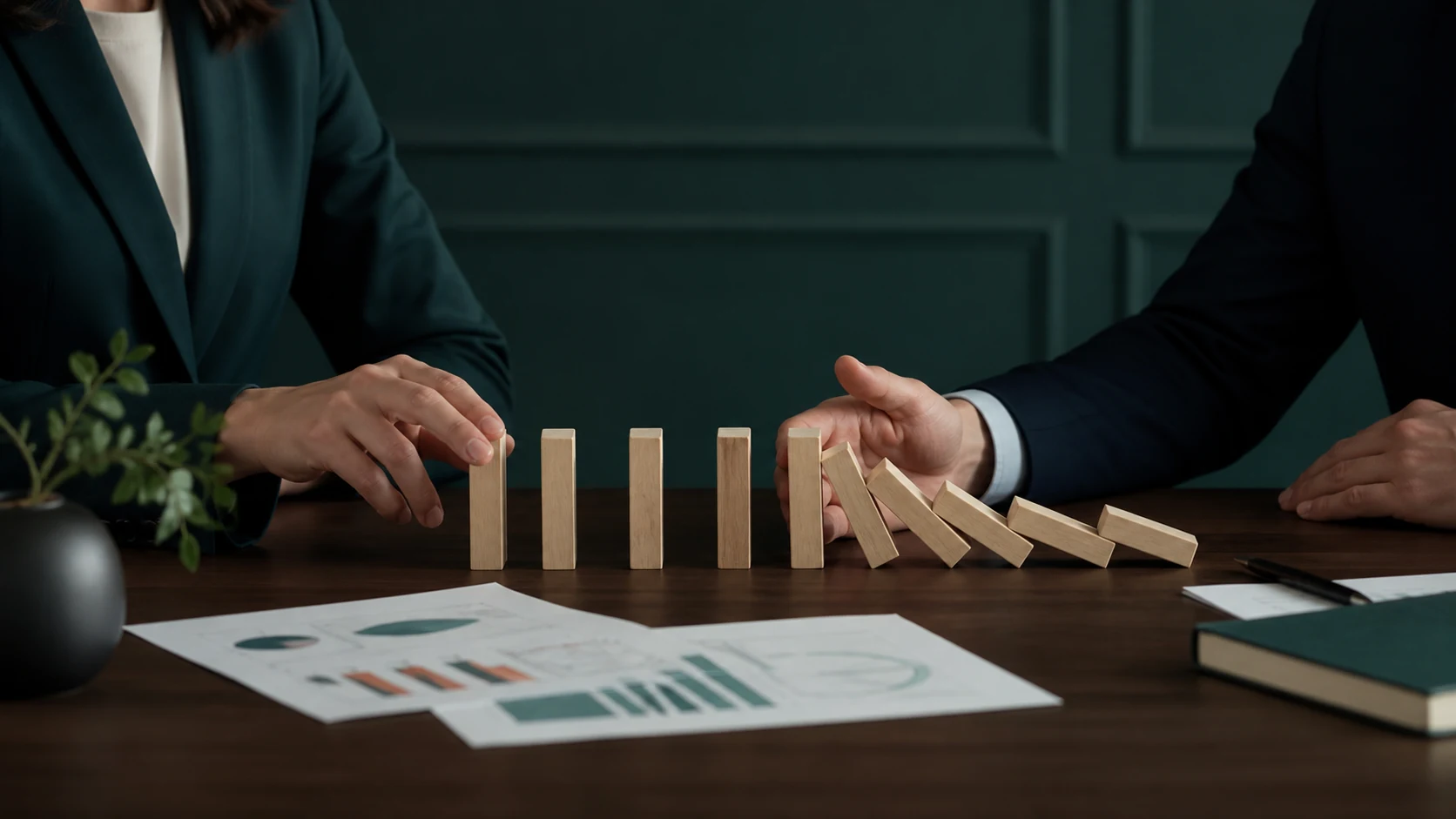 Profesionales reorganizando una estructura empresarial antes de la insolvencia