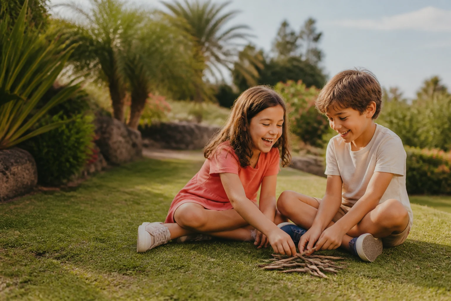 Niños felices jugando en Tenerife como símbolo de bienestar familiar